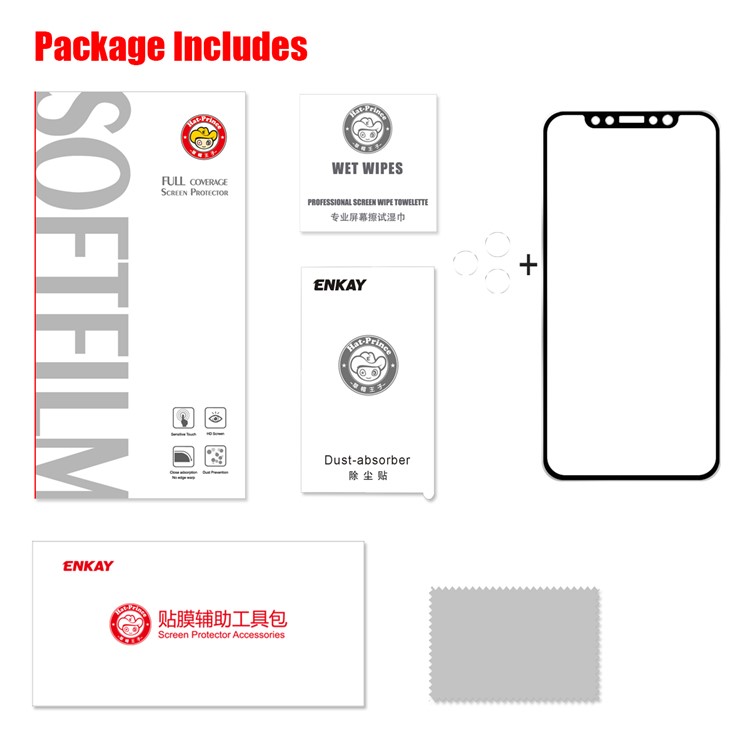 HAT PRINCE for iPhone 11 Pro/X/XS 0.2mm 9H 3D Curved Full Screen Protector + 0.2mm 9H 2.15D Lens Protector - Black-8