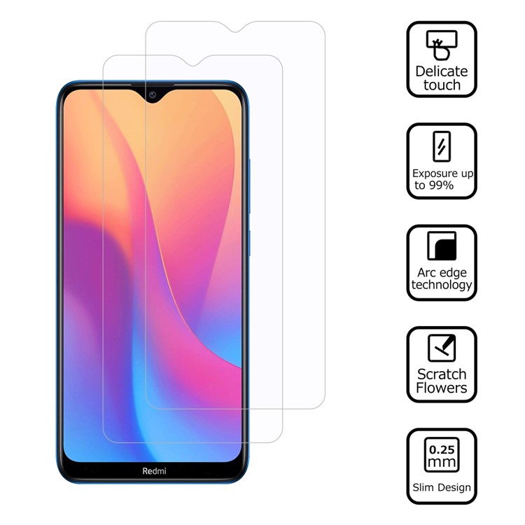 2Pcs/Set ITIETIE 2.5D 9H Tempered Glass Protection Film Anti-fingerprint for Xiaomi Redmi 8/8A-9