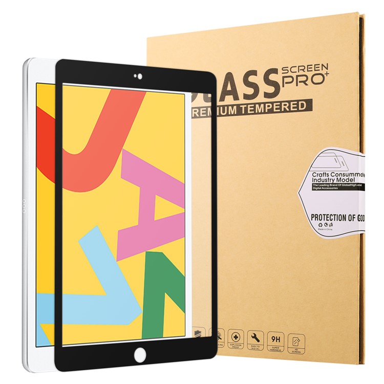 Cobertura Completa De Vidrio Templado Protector De Pantalla De La Tableta Para El IPad De Apple 10.2 (2019) - Negro-1