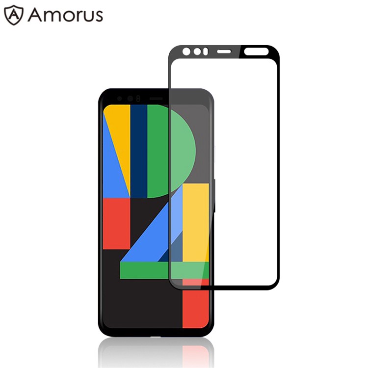 AMORUS Full Coverage Silk Printing Tempered Glass Film for Google Pixel 4-1