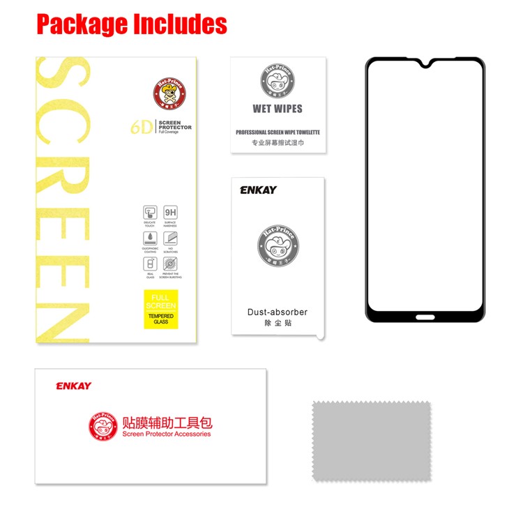 HAT PRINCE for Xiaomi Redmi Note 8T 0.26mm 9H 6D Curved Edge Full Cover Tempered Glass Screen Film-7