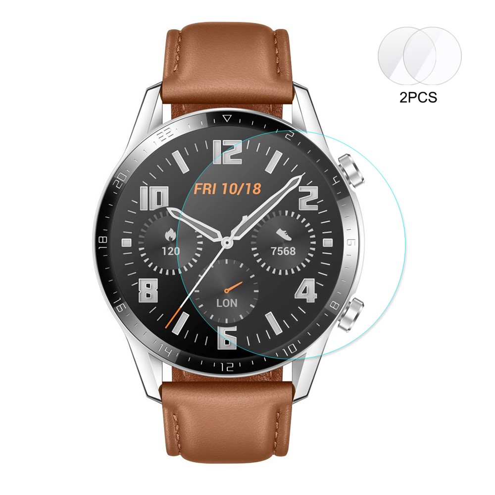 2 STÜCKE Hut Prince Für Huawei Uhr GT 2 46mm (2019) Gehärtetes Glasplattschützer 0,2mm 9h 2.15d Bogenkante