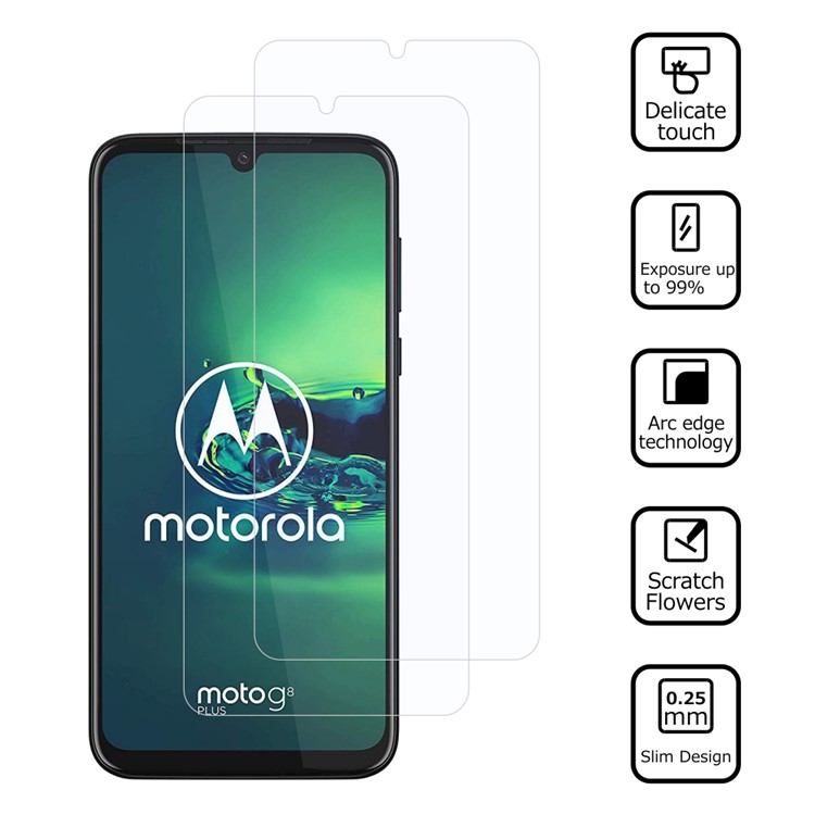 2Pcs/Set ITIETIE 2.5D 9H Tempered Glass Screen Protector for Motorola Moto G8 Plus-9