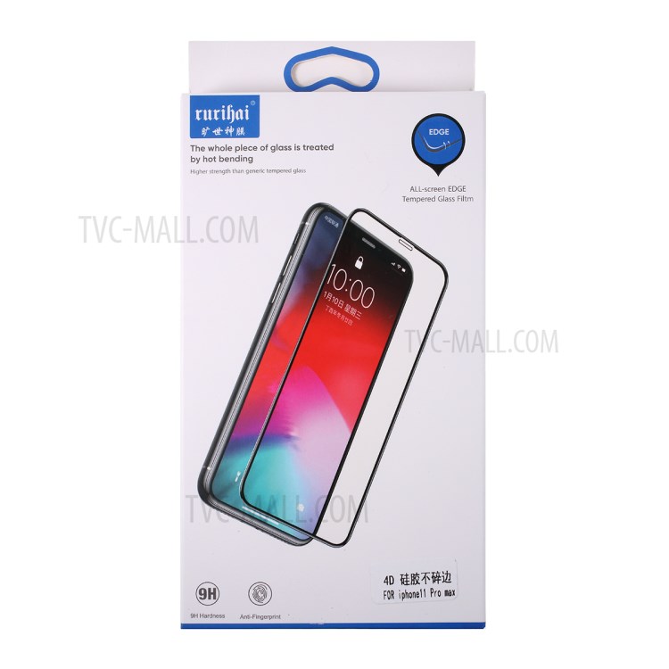 RURIHAI Per Iphone 11 Pro Max / Xs Bordi Max 4D Silicone Infrangibile Protezione Dello Schermo Di Vetro Temperato-10