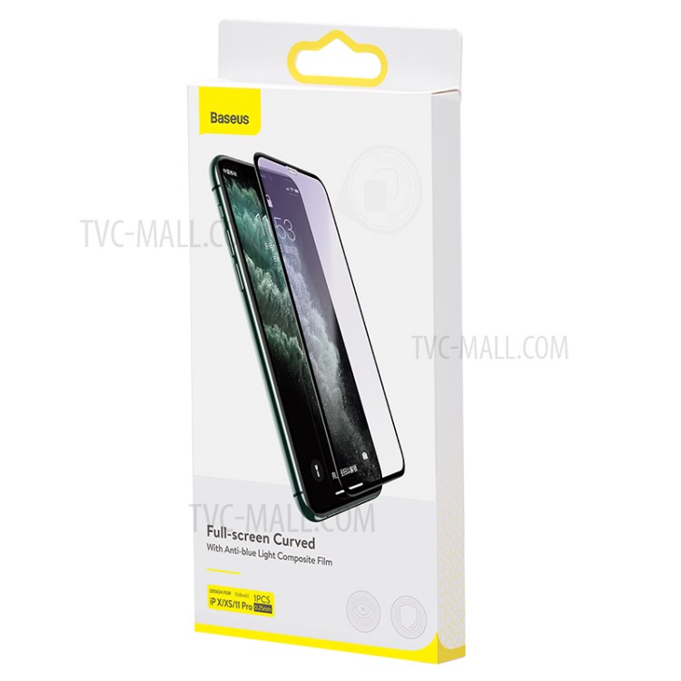 BASEUS 0.25mm Full Screen Curved Anti-blue Film with Film Sticking Tool for iPhone X/XS/11 Pro 5.8 inch-12