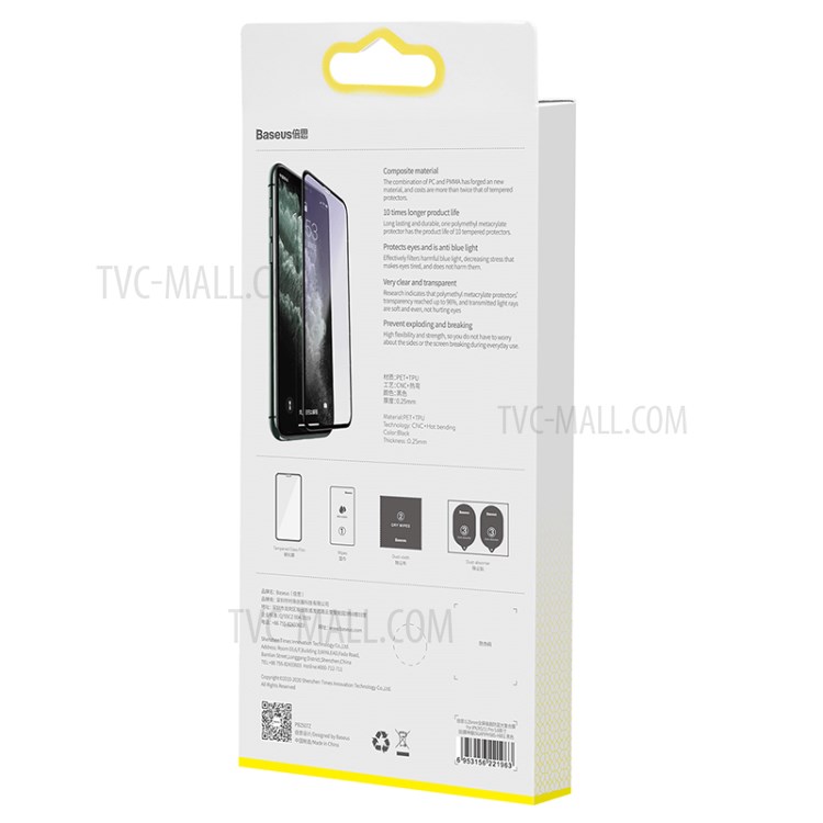 BASEUS 0.25mm Full Screen Curved Anti-blue Film with Film Sticking Tool for iPhone X/XS/11 Pro 5.8 inch-13