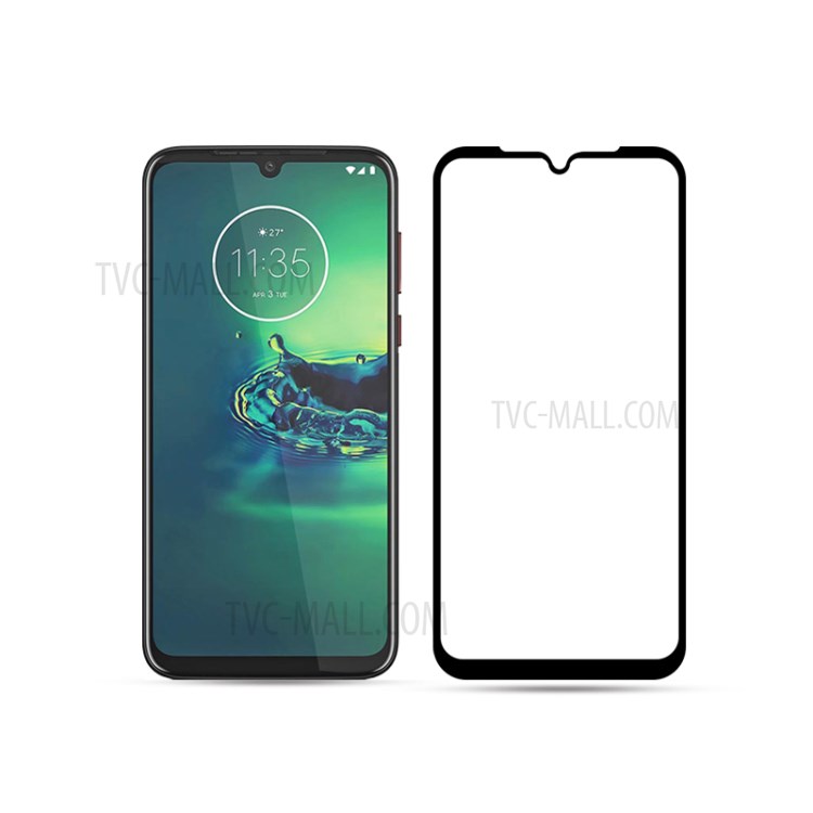 AMORUS Silk Print Full Coverage Full Glue 9H Tempered Glass Screen Film for Motorola Moto G8 Plus-2