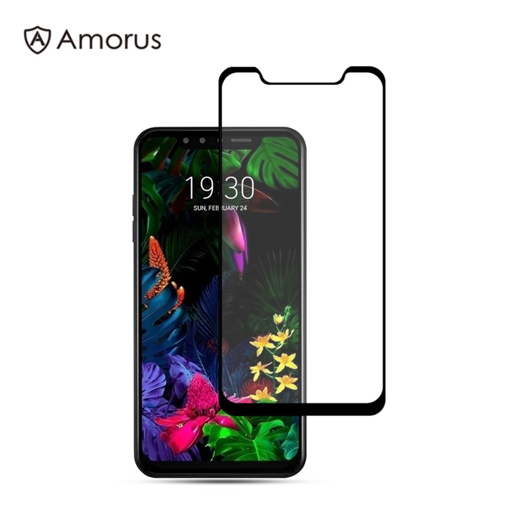 AMORUS Silk Printing Anti-explosion Full Glue Tempered Glass Full Screen Film for LG G8s ThinQ-1