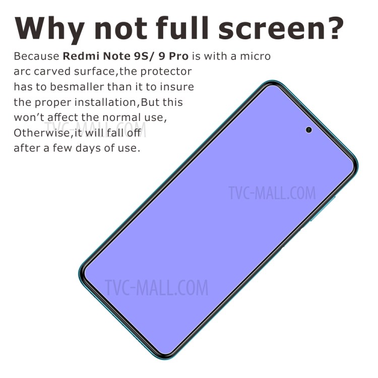 2Pcs/Set ITIETIE 2.5D 9H Tempered Glass Screen Film for Xiaomi Redmi Note 9S/Redmi Note 9 Pro/Redmi Note 9 Pro Max-5