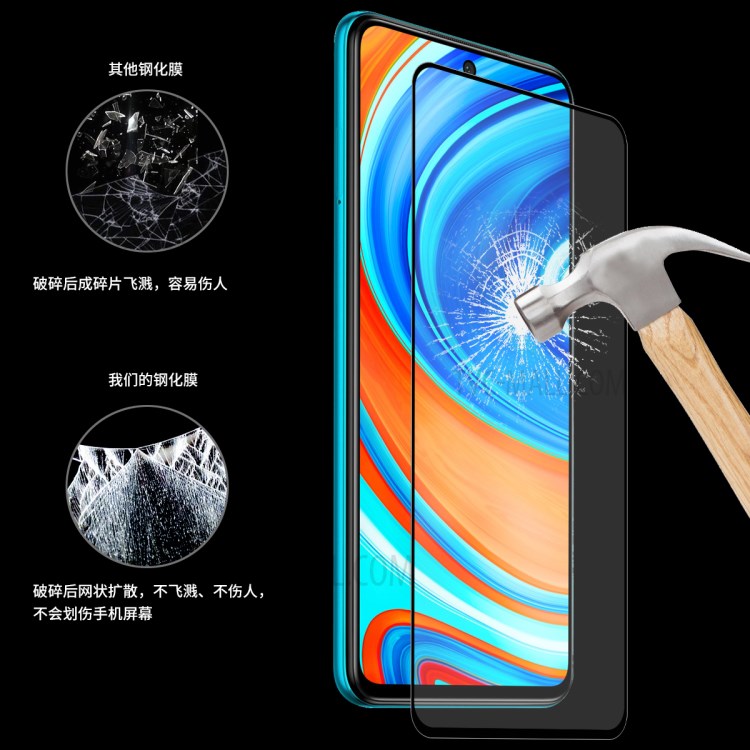 ENKAY 5Pcs/Set Full Glue 0.26mm 9H 2.5D Tempered Glass Full Screen Protector Film for Xiaomi Redmi Note 9/Note 9 Pro-10