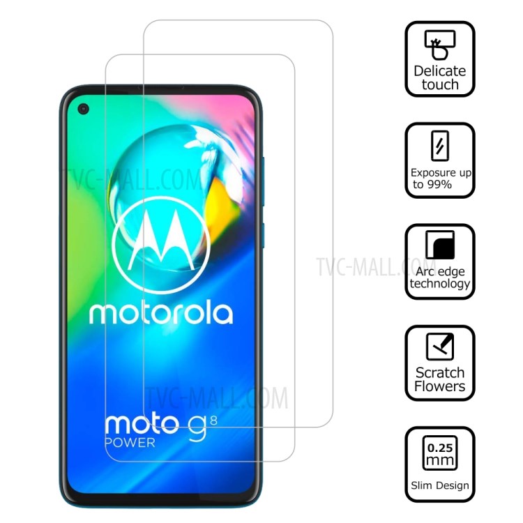 2Pcs/Set ITIETIE 2.5D 9H Tempered Glass Screen Protector Film for Motorola Moto G8 Power-2