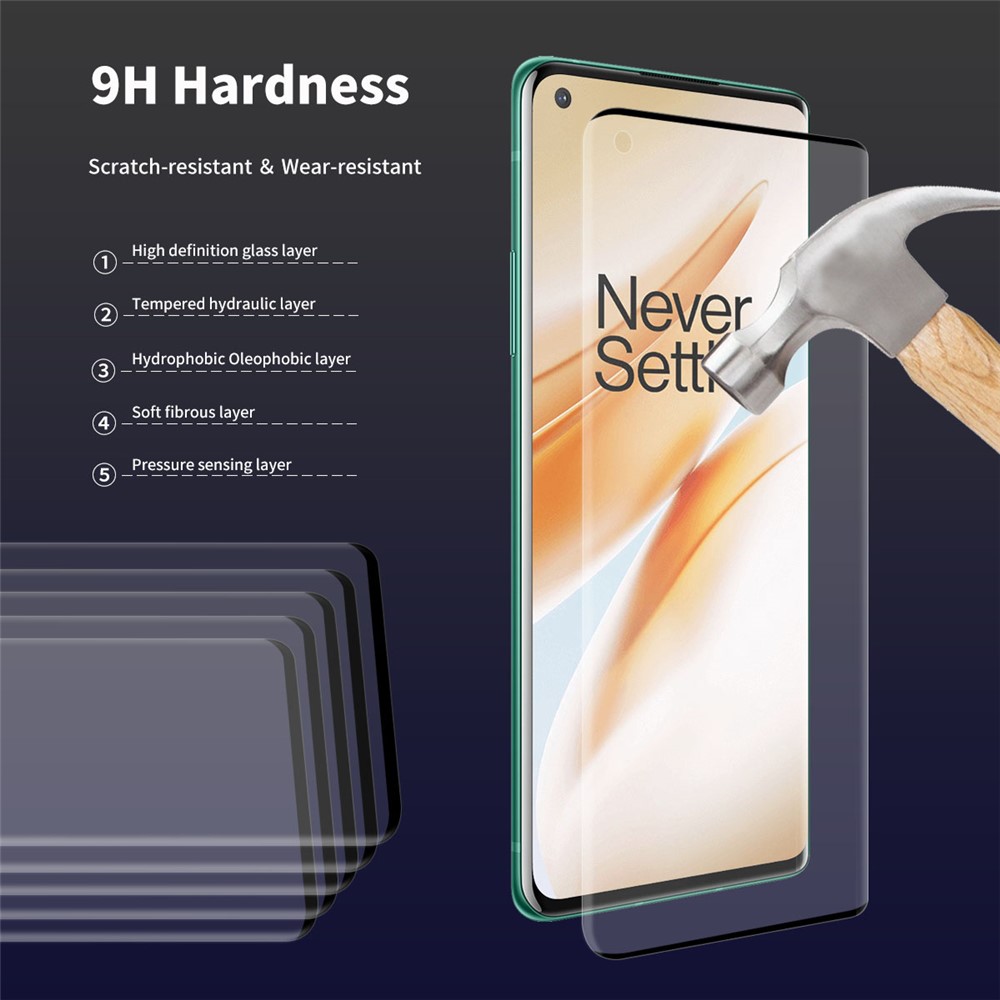 Enkay 0.26mm 9H 3D Pleine Grandeur Bords Arc Trempé Protecteur D'écran En Verre Pour OnePlus 8 Pro-5