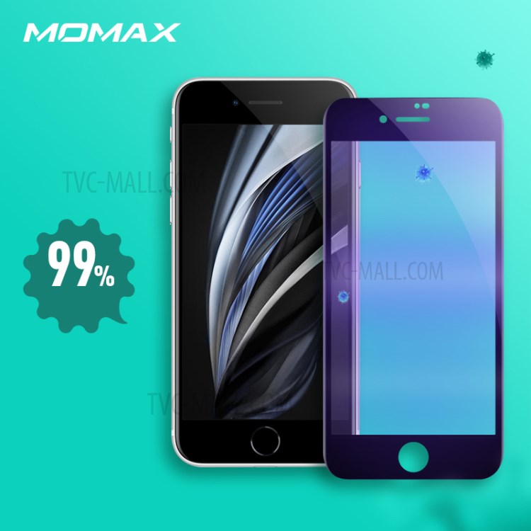 MOMAX 3D Antibacterial Full Cover Tempered Glass Screen Protector for iPhone SE (2nd Generation)/8/7 - Black-5