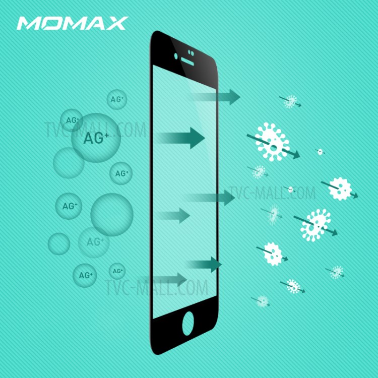 MOMAX 3D Antibacterial Full Cover Tempered Glass Screen Protector for iPhone SE (2nd Generation)/8/7 - Black-6