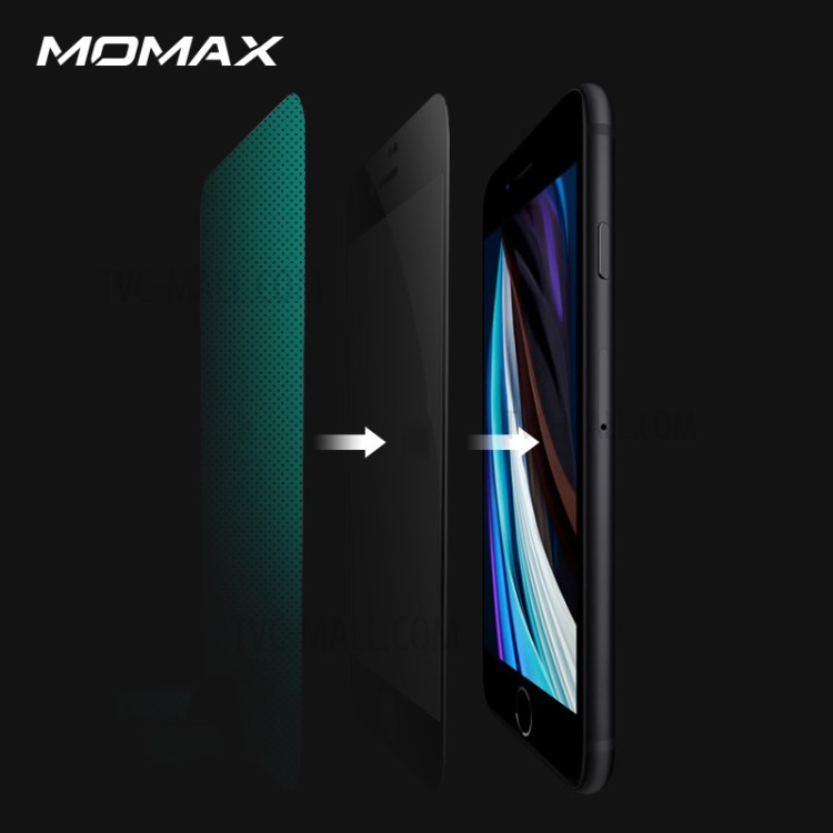 MOMAX 3D Antibacterial Full Cover Tempered Glass Screen Protector for iPhone SE (2nd Generation)/8/7 - Black-7