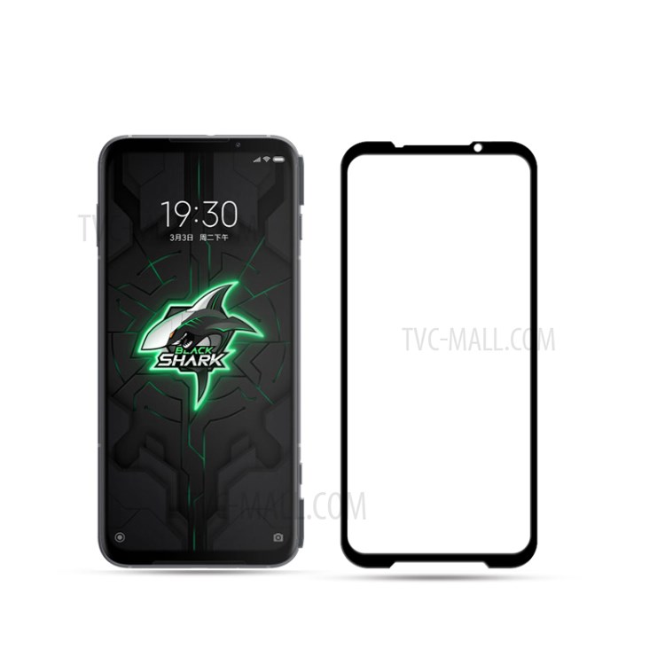 AMORUS Full Glue Full Cover Silk Printing Tempered Glass Screen Film for Xiaomi Black Shark 3 Pro - Black-2