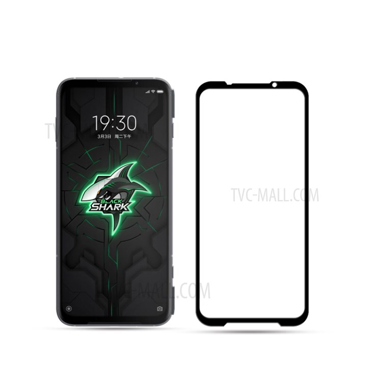 AMORUS Full Glue Full Cover Silk Printing Tempered Glass  Screen Film for Xiaomi Black Shark 3 Pro - Black-2