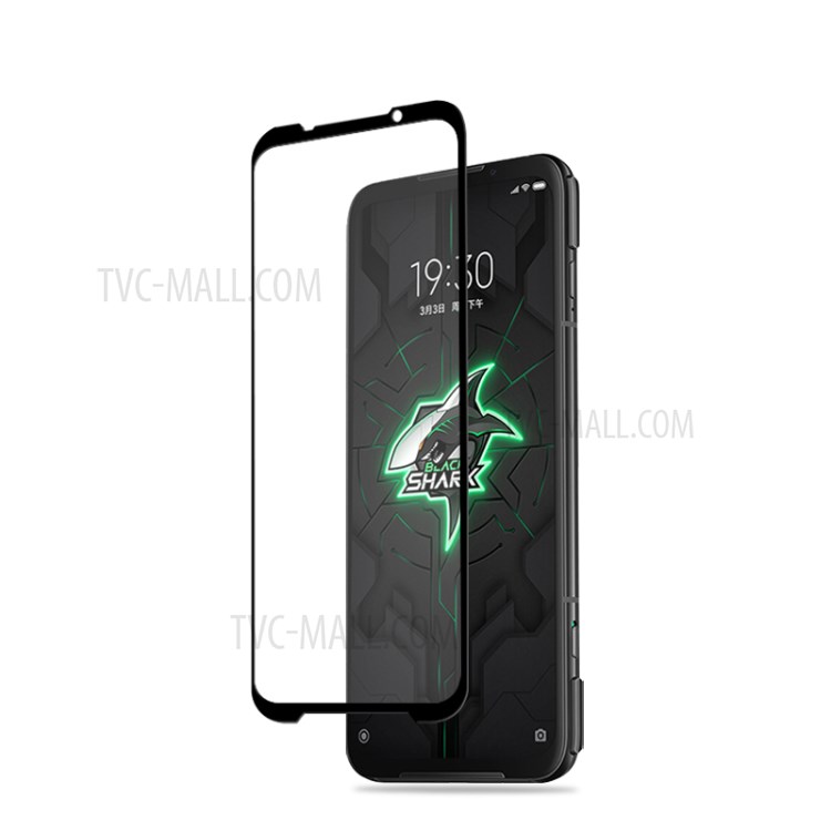 AMORUS Full Glue Full Cover Silk Printing Tempered Glass Screen Film for Xiaomi Black Shark 3 Pro - Black-3