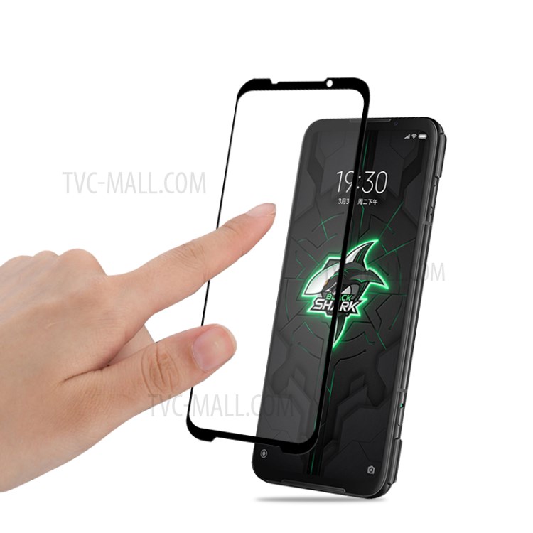 AMORUS Full Glue Full Cover Silk Printing Tempered Glass Screen Film for Xiaomi Black Shark 3 Pro - Black-4