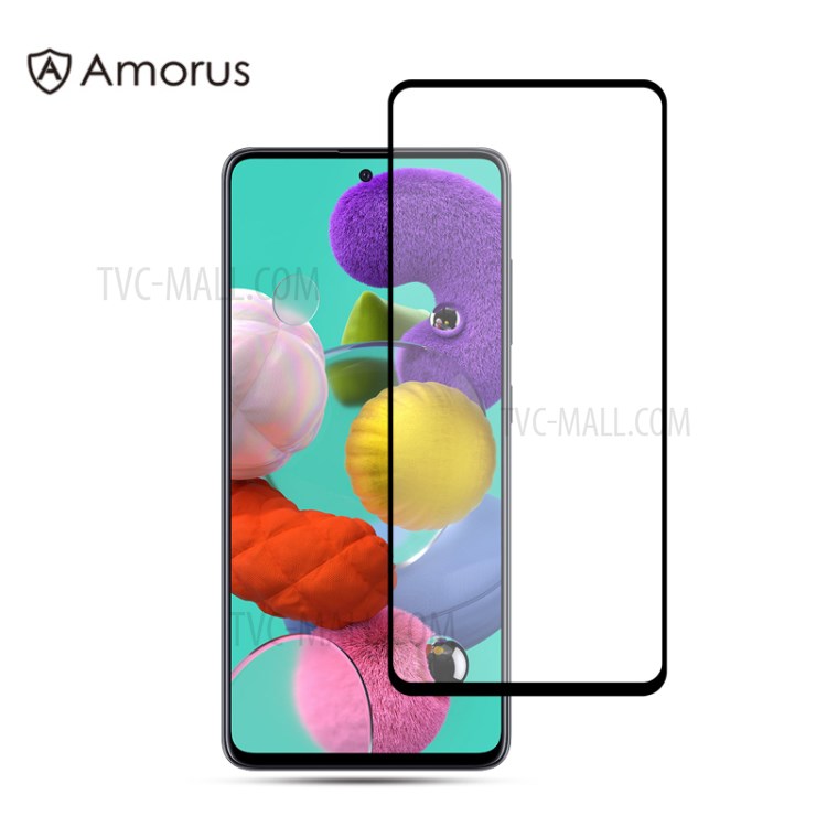 AMORUS for Samsung Galaxy A51 SM-A515 3D Curved Side Glue Tempered Glass Full Screen Film - Black-1