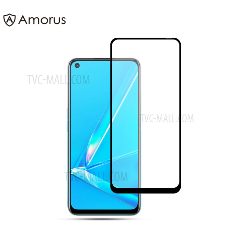 AMORUS for Oppo A52/A92/A72 (2020) 3D Curved Side Glue Tempered Glass Full Screen Protector Film - Black-1