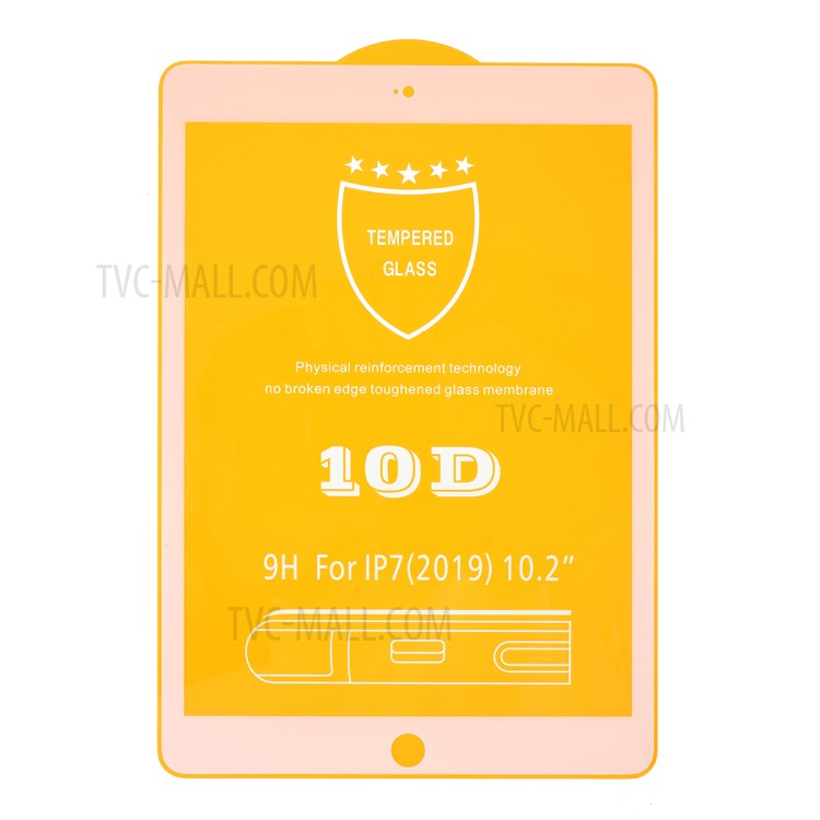 Película De Pantalla De Cristal Cobertura Total Antiexplosión 10D Templado Para El IPad De Apple 10.2 (2019) - Blanco-2