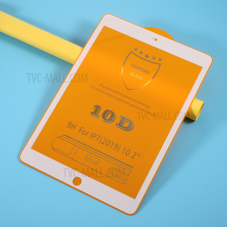 Película De Pantalla De Cristal Cobertura Total Antiexplosión 10D Templado Para El IPad De Apple 10.2 (2019) - Blanco-3