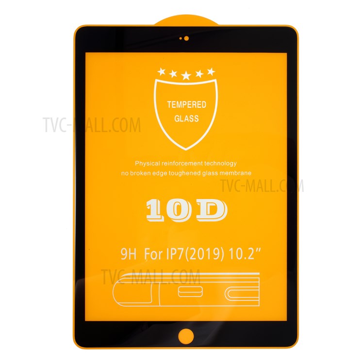 Couverture Complète Anti-explosion 10D Film Écran En Verre Trempé Pour Apple IPad 10.2 (2019) - Noir-2