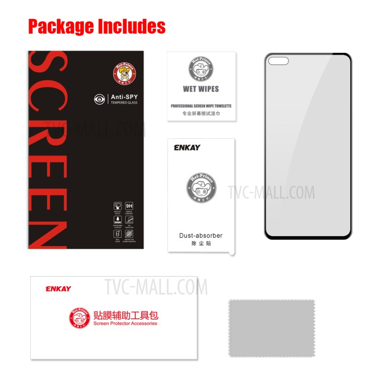 HAT PRINCE 0.26mm 9H 6D Plein Écran Anti-espion Protecteur D'écran En Verre Trempé Pour Huawei P40-10