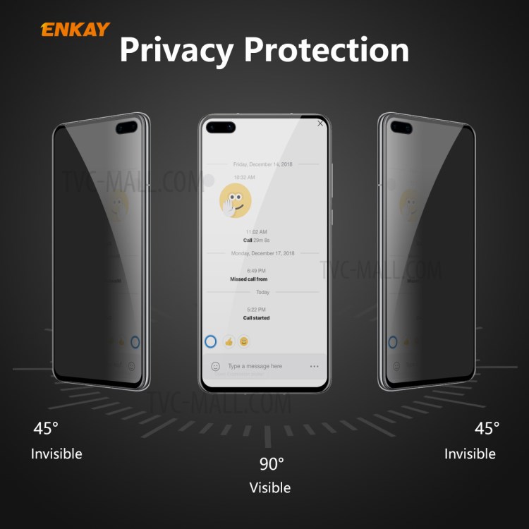 HAT PRINCE 0.26mm 9H 6D Plein Écran Anti-espion Protecteur D'écran En Verre Trempé Pour Huawei P40-5