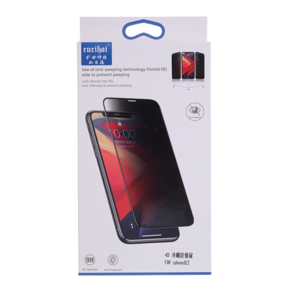 Rurihai Anti-pesep 0,26 mm Curved Glass Protector a Schermo Intero a Schermo Intero Per Iphone SE (2a Generazione) - Nero