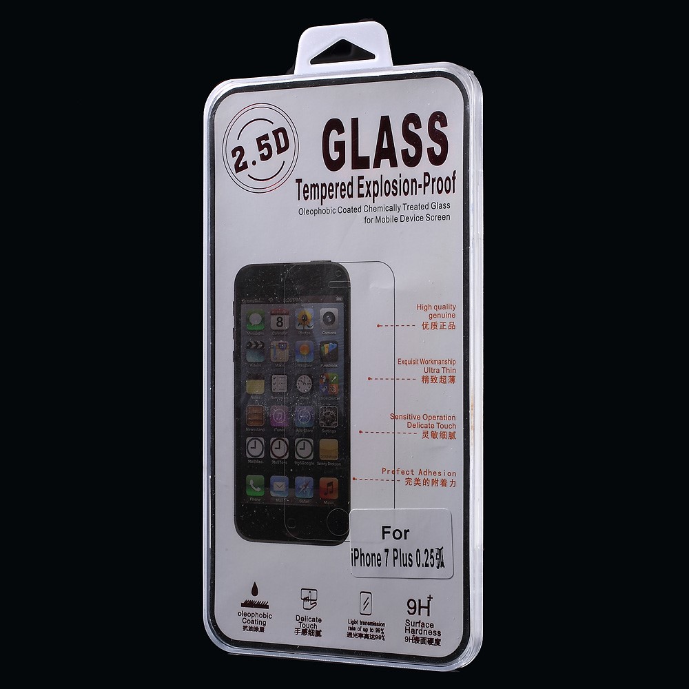 Film Protecteur De Protecteur D'écran De Verre Trempé De 0.25mm Pour L'iphone 8 Plus / 7 Plus Le Bord D'arc-6
