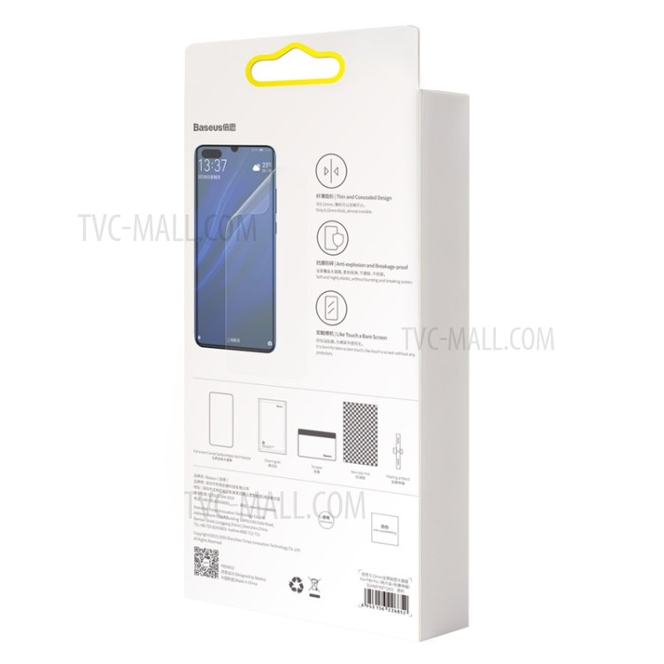 2pcs BASUES 0,15 Milímetros De Espessura Suave Filme Protetor De Tela Curvada Completo Para Pro P40 Huawei-17