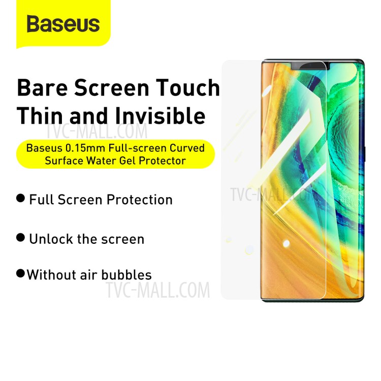 2Pcs BASUES 0.15mm Thickness Clear Soft Full Curved Screen Film for Huawei Mate 30 Pro-5