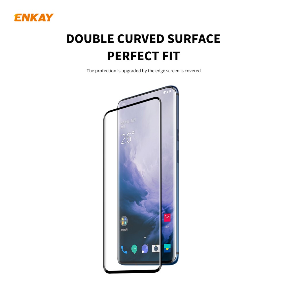 Enkay 0.26mm 9H 3D Curvo Glue Full Vetro Temperato Film A Schermo Intero Per OnePlus 7t Pro / 7 Pro