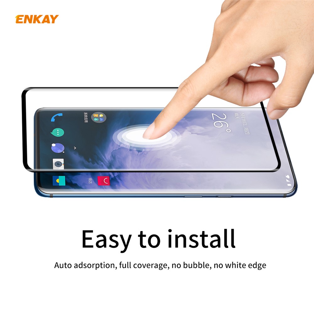 ENKAY 0.26mm 9H 3D Curved Full Glue Tempered Glass Full Screen Film for OnePlus 7T Pro/7 Pro-7