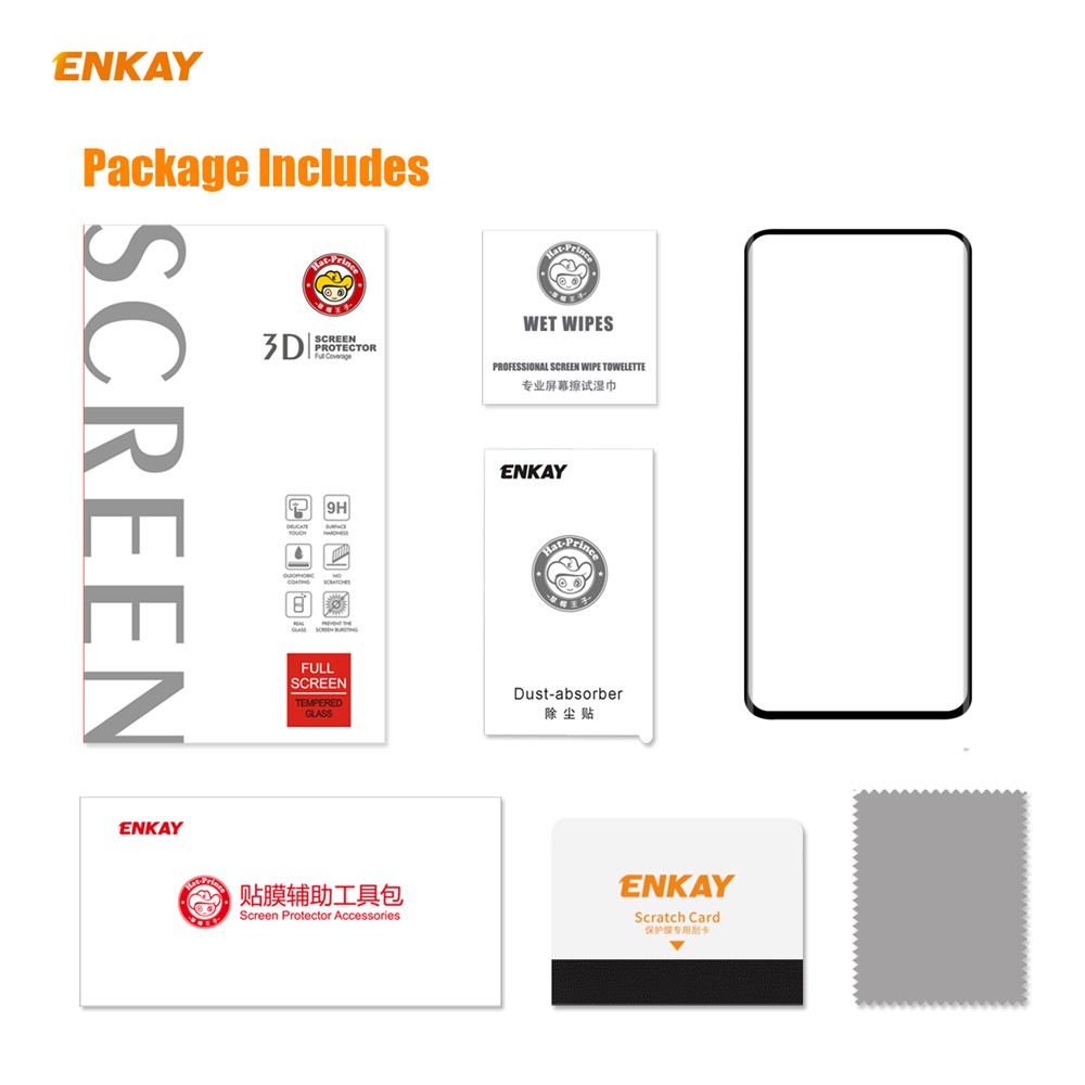 Enkay 0.26mm 9H 3D Curvo Glue Full Vetro Temperato Film A Schermo Intero Per OnePlus 7t Pro / 7 Pro