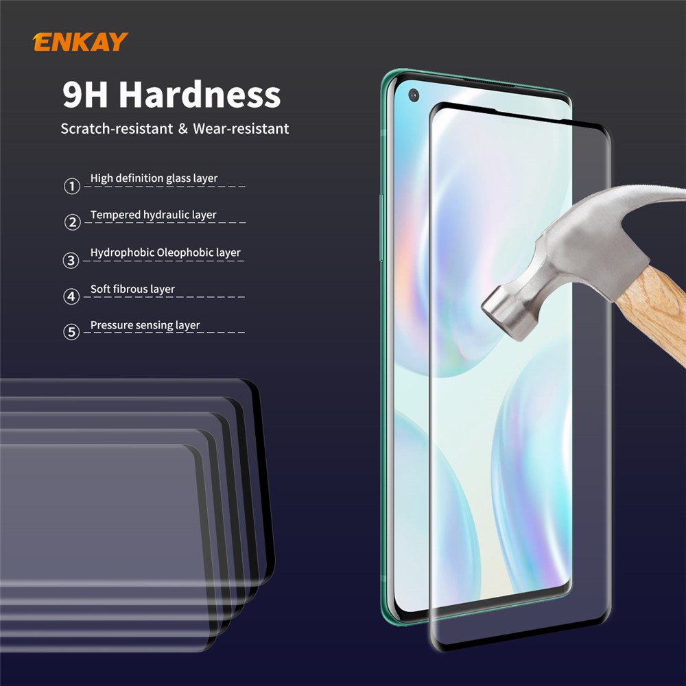 ENKAY 0.26mm 9H 3D Curved Full Glue Tempered Glass Full Screen Film for OnePlus 8-6