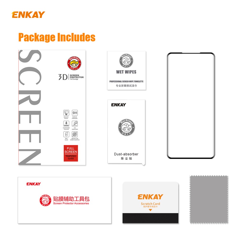 ENKAY 0.26mm 9H 3D Curved Full Glue Tempered Glass Full Screen Film for OnePlus 8-9