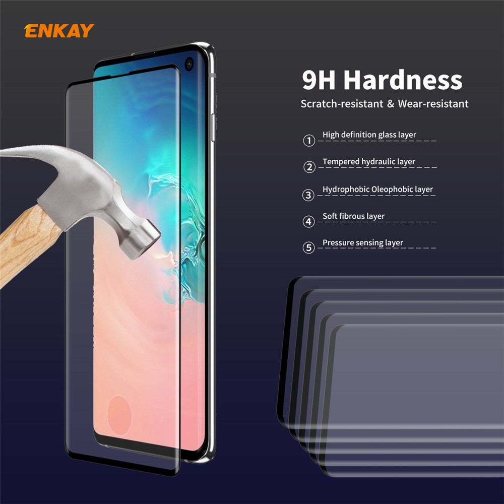 ENKAY 0.26mm 9H 3D Curved Full Glue Tempered Glass Full Screen Film for Samsung Galaxy S10-6