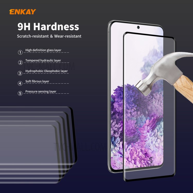 ENKAY 0.26mm 9H 3D Curved Full Glue Tempered Glass Full Screen Film Protector for Samsung Galaxy S20 Plus-6