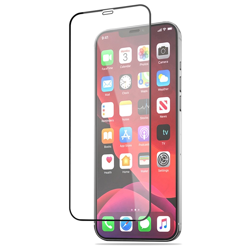 Amorus Silk Printing Film en Verre Trempé Pour Iphone 12 Pro Max 6,7 Pouces, Couverture Complète Protecteur D'écran de Défense Solide Anti-doigt de Colle Complète