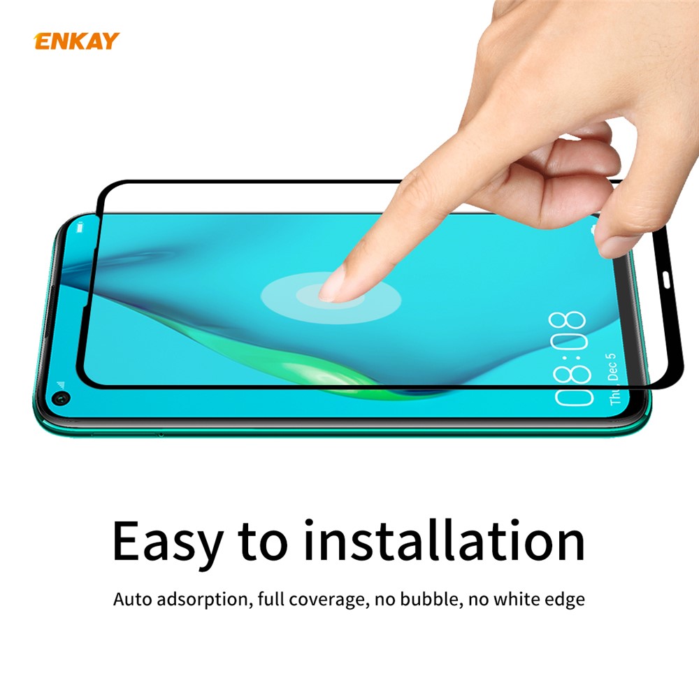 ENKAY Full Glue Full Size 0.26mm 9H 2.5D Tempered Glass Screen Protector for Huawei P40 lite 4G/Nova 7i/Nova 6 SE-6