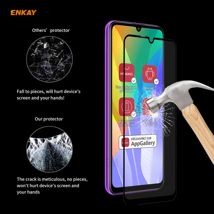 ENKAY Full Glue Full Size 0.26mm 9H 2.5D Tempered Glass Screen Protector for Huawei Y6p-7