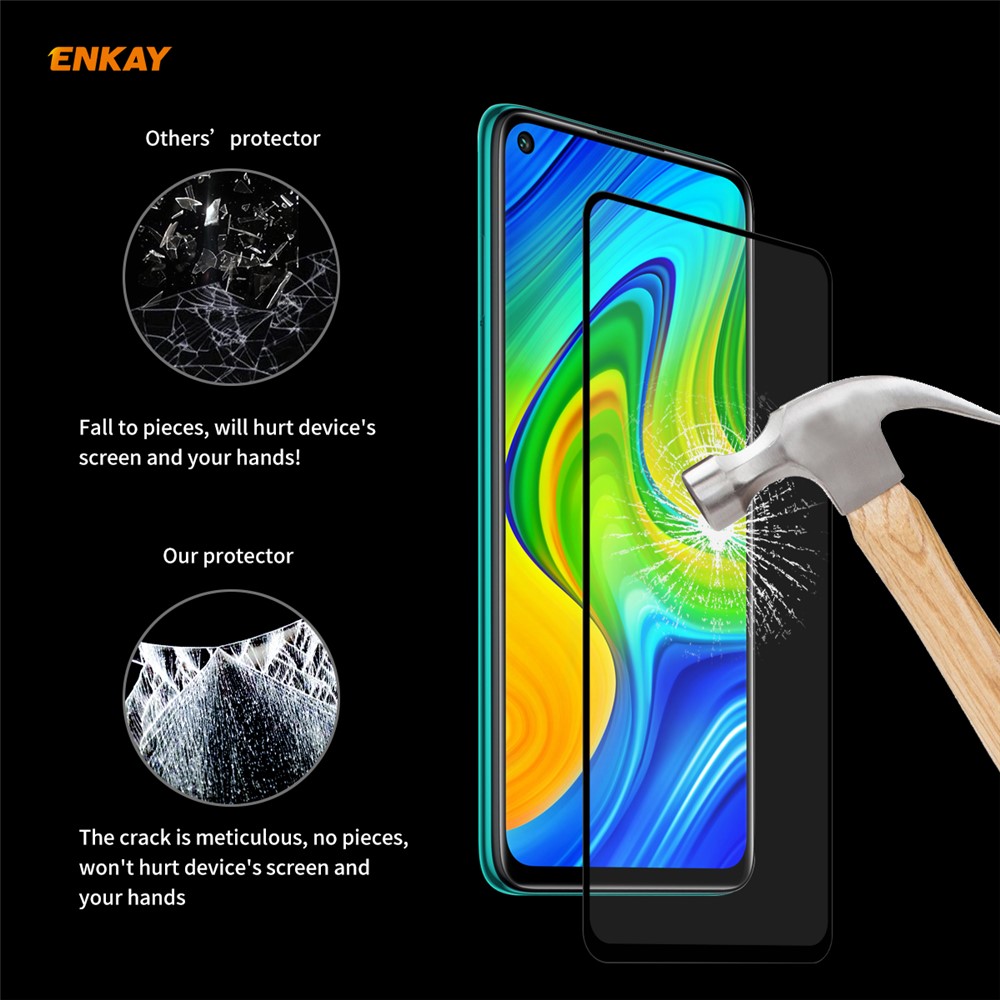 ENKAY Full Glue Full Size 0.26mm 9H 2.5D Tempered Glass Screen Protector for Xiaomi Redmi 10X 4G/Redmi Note 9-7