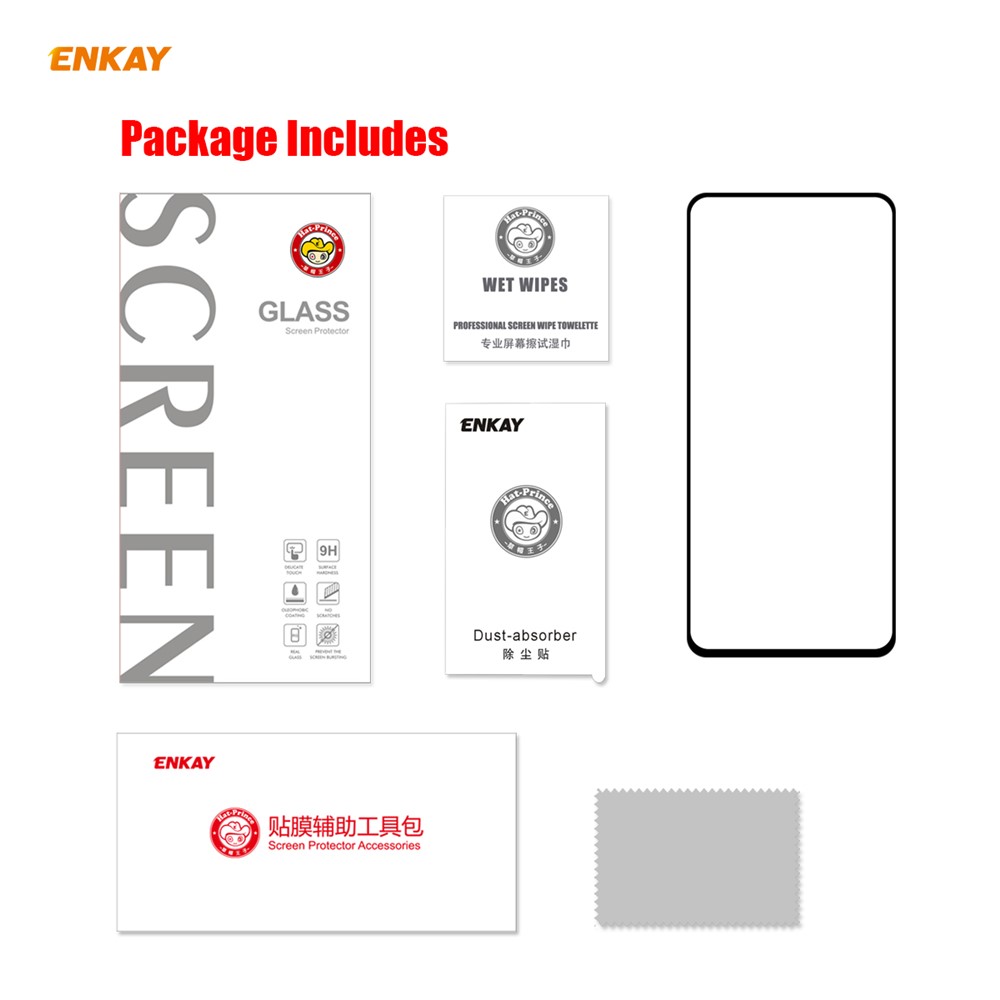 ENKAY Full Glue Full Size 0.26mm 9H 2.5D Tempered Glass Screen Protector for Xiaomi Redmi 10X 4G/Redmi Note 9-9