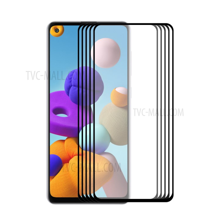 HAT PRINCE 5Pcs/Set Full Glue Full Size 0.26mm 9H 2.5D Tempered Glass Screen Film for Samsung Galaxy A21s-1