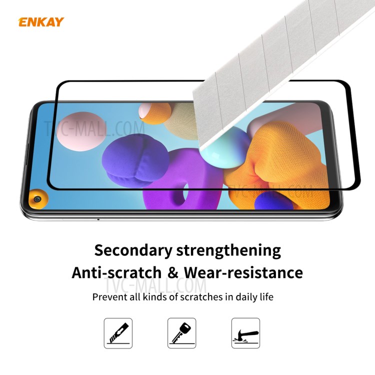 HAT PRINCE 5Pcs/Set Full Glue Full Size 0.26mm 9H 2.5D Tempered Glass Screen Film for Samsung Galaxy A21s-5
