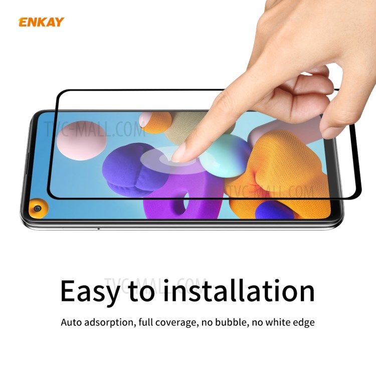 HAT PRINCE 5Pcs/Set Full Glue Full Size 0.26mm 9H 2.5D Tempered Glass Screen Film for Samsung Galaxy A21s-6