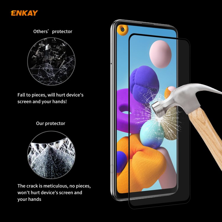 HAT PRINCE 5Pcs/Set Full Glue Full Size 0.26mm 9H 2.5D Tempered Glass Screen Film for Samsung Galaxy A21s-7